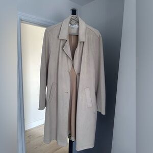 Neutral Beige Suede Trench Coat